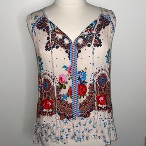Boho pattern Sleeveless Blouse